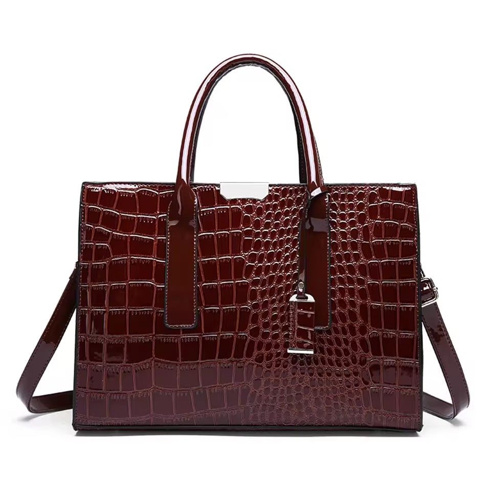 Bolsos Genuine Leather Tote Handbag (Maroon)
