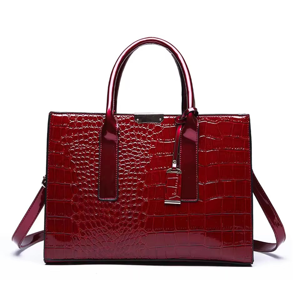Bolsos Genuine Leather Tote Handbag (Burgundy)