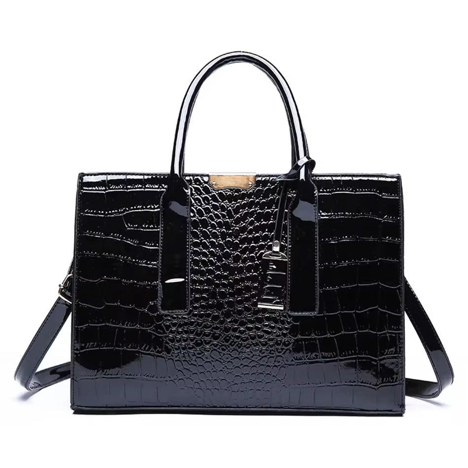 Bolsos Genuine Leather Tote Handbag (Black)