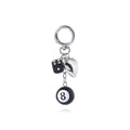 New Billiards 8 Ball Silverheart Black Dice Keychain