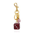 New Billiards Burgundy Dice Gold Keychain/Bag Charm