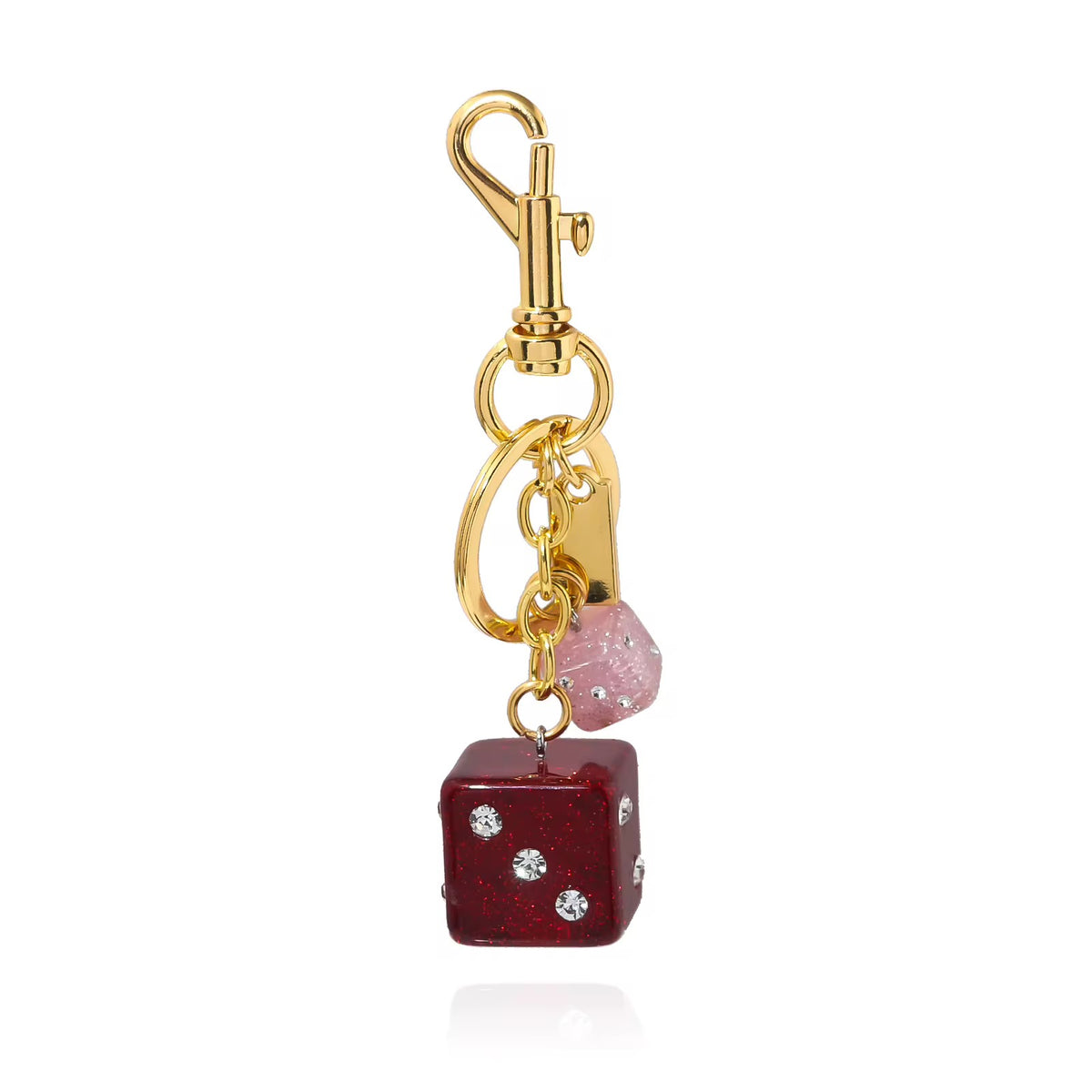 New Billiards Burgundy Dice Gold Keychain/Bag Charm