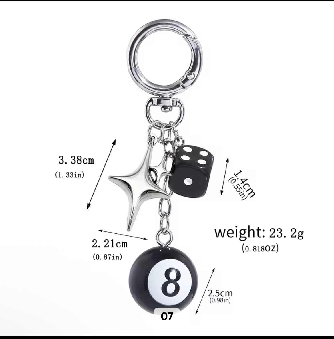New Star Billiards Black 8 Ball And Dice Keychain
